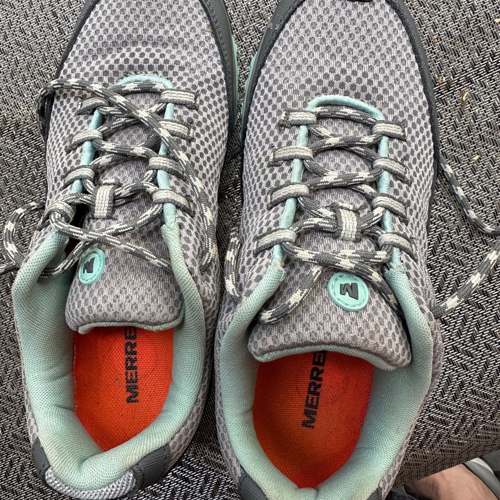 Merrell Cushion Air Walking Shoes, 8.5, Used but Good and Clean Condition, Grey